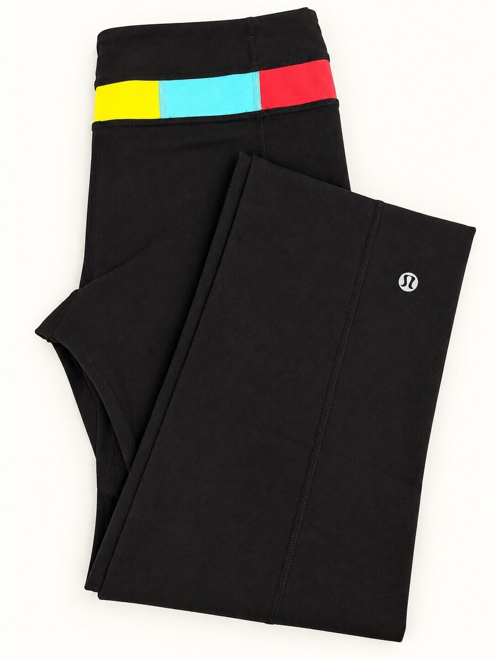 Lululemon Groove Black Flare Yoga Pants Colorblock Waistband Vintage M